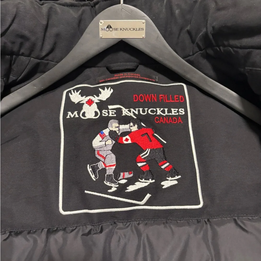 Moose Knuckles Black Ski Jacket with Fur Hood - Picture 5 of 16
